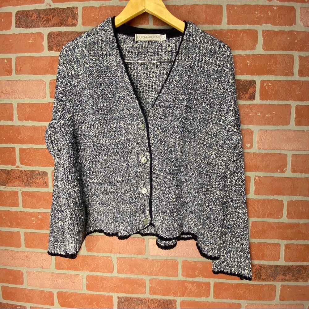 Lucia burns blue cardigan size L